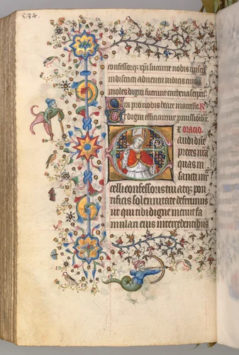 Hours of Charles the Noble, King of Navarre (1361-1425): fol. 286v, St. Marcel by Master of the Brussels Initials and Associates, book, 1400-1410