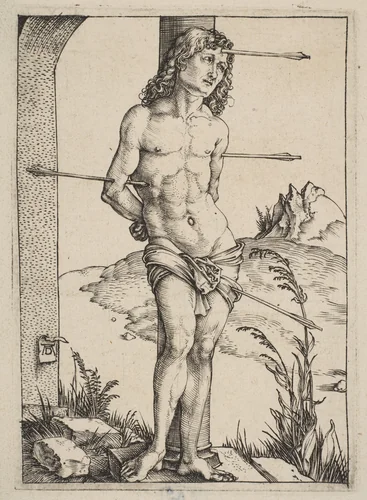 Saint Sebastian Bound to the Column by Albrecht Dürer, print, 1499