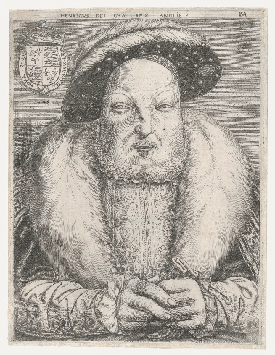 Portrait of Henry VIII by Cornelis Massys, print, 1537-1557