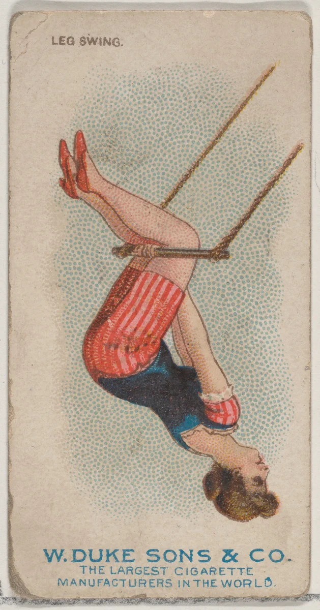 Leg Swing, from the Gymnastic Exercises series (N77) for Duke brand cigarettes by W. Duke, Sons & Co., print, 1887