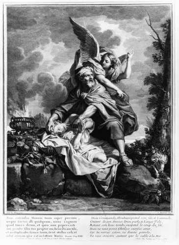 The Sacrifice of Isaac by Louis Desplaces, print, 1695-1739