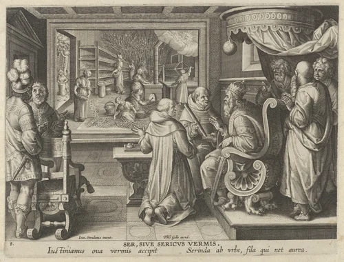 New Inventions of Modern Times [Nova Reperta], The Production of Silk, plate 8 by Jan Collaert, print, 1595-1605