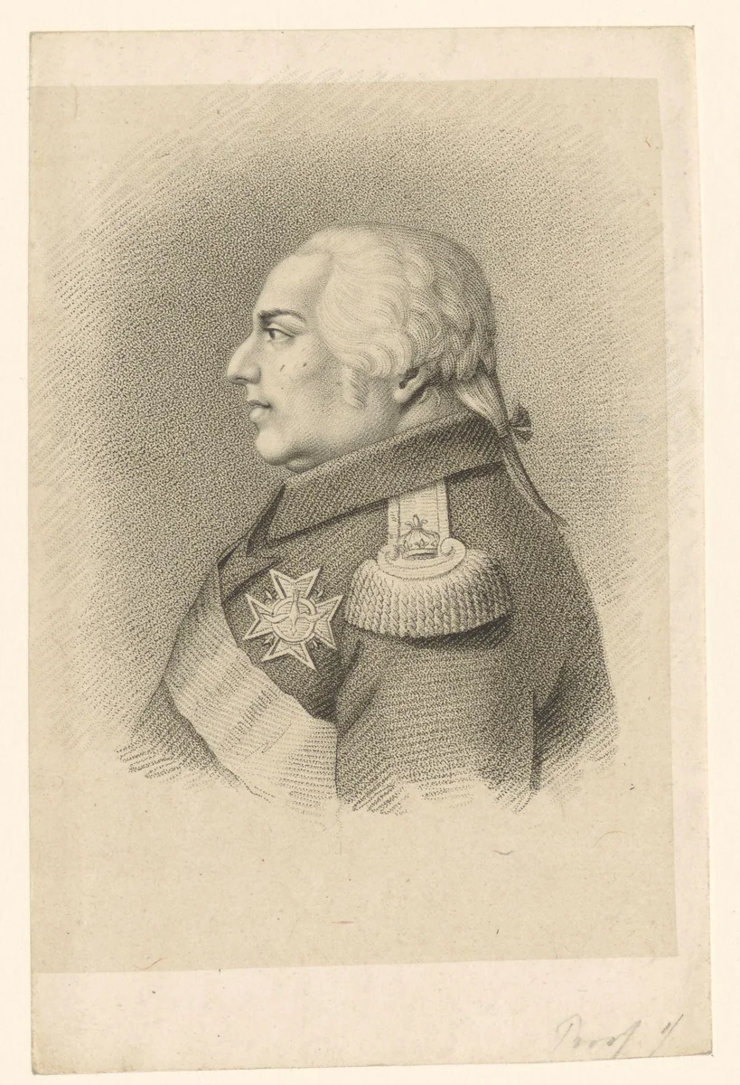 Portret van Lodewijk XVIII van Frankrijk by Thomas Blood, print, 1814