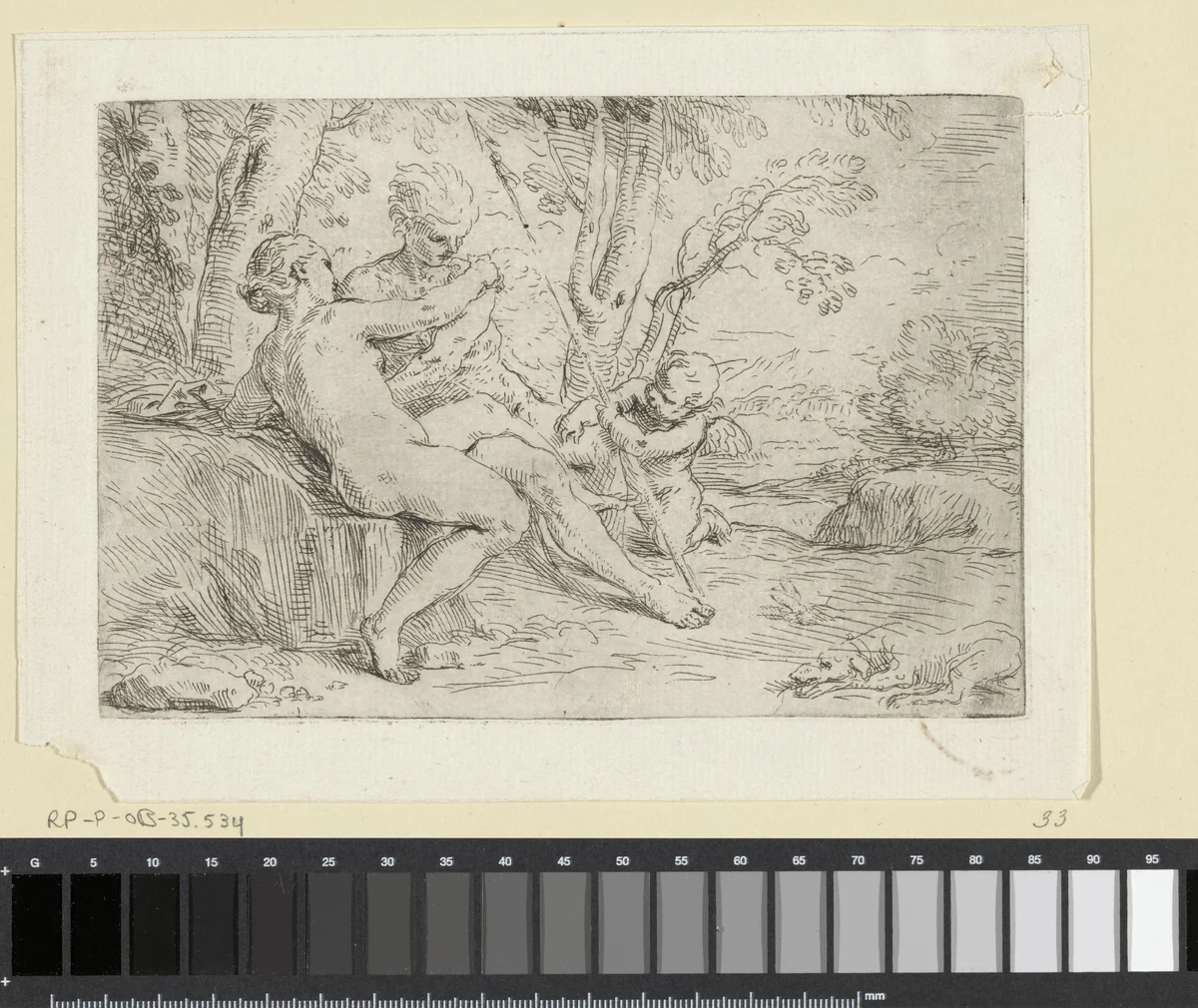 Venus and Adonis by Simone Cantarini, print, 1622-1648
