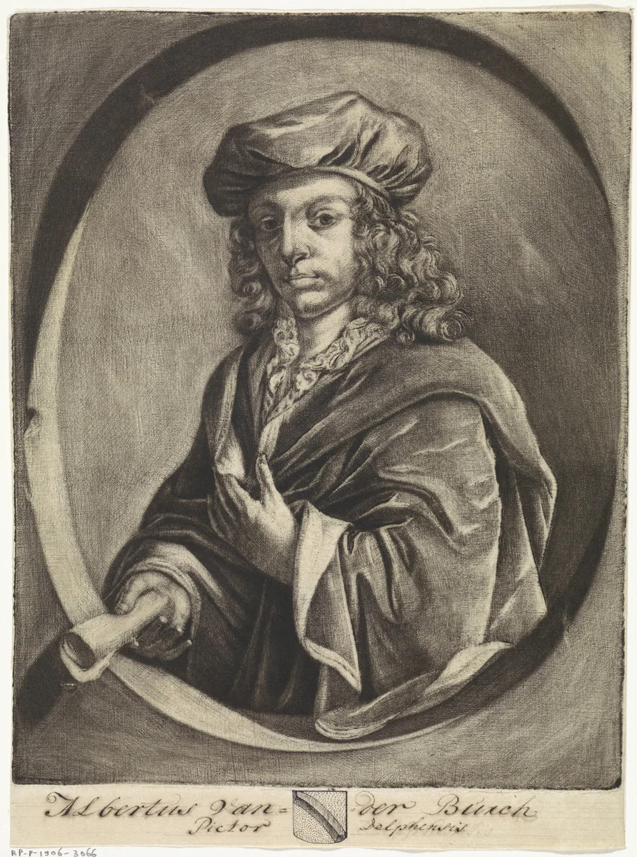 Zelfportret by Albertus van der Burch, print, 1687-1750