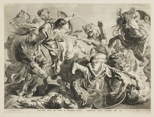 Lion Hunting by Pieter Soutman, print, 1595-1657