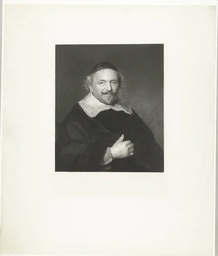 Portret van een man, vermoedelijk Augustijn Wtenbogaert (1577-1655) by Johannes Arnoldus Boland, print, 1861