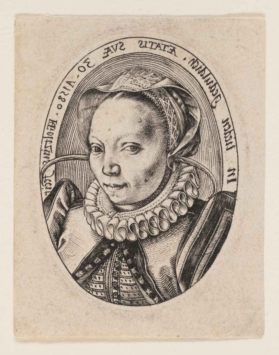 Grietgen Jansdochter, wife of the artist by Hendrick Goltzius, print, 1580