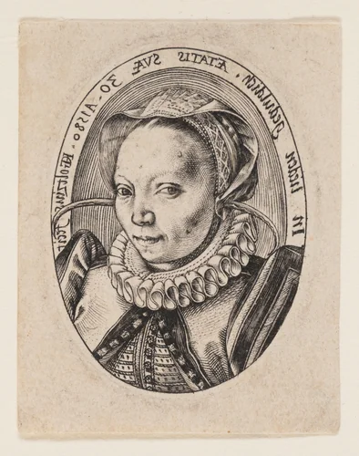 Grietgen Jansdochter, wife of the artist by Hendrick Goltzius, print, 1580