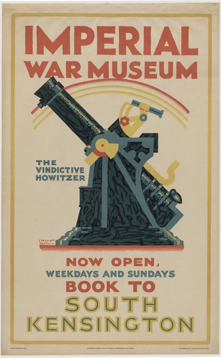 Imperial War Museum, The Vindictive Howitzer by E. McKnight Kauffer, design, 1924