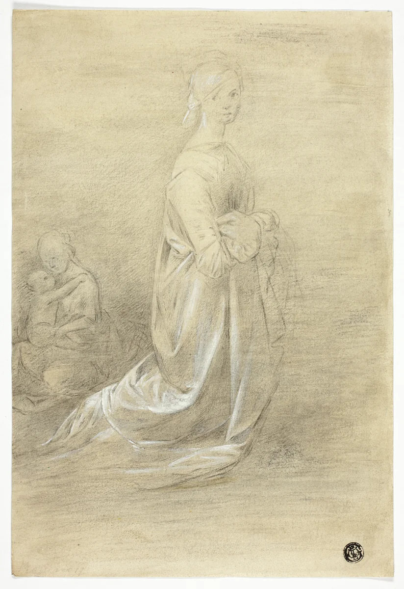 Kneeling Woman, Seated Mother and Child by Unknown Artist, drawing, 1754-1802