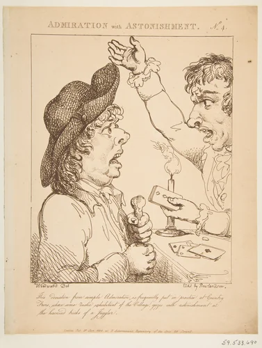 Admiration with Astonishment (Le Brun Travested, or Caricatures of the Passions) by Thomas Rowlandson, print, 1800