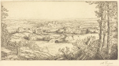 Valley in Bourgogne (Une vallee en Bourgogne) by Alphonse Legros, print, 1837-1911