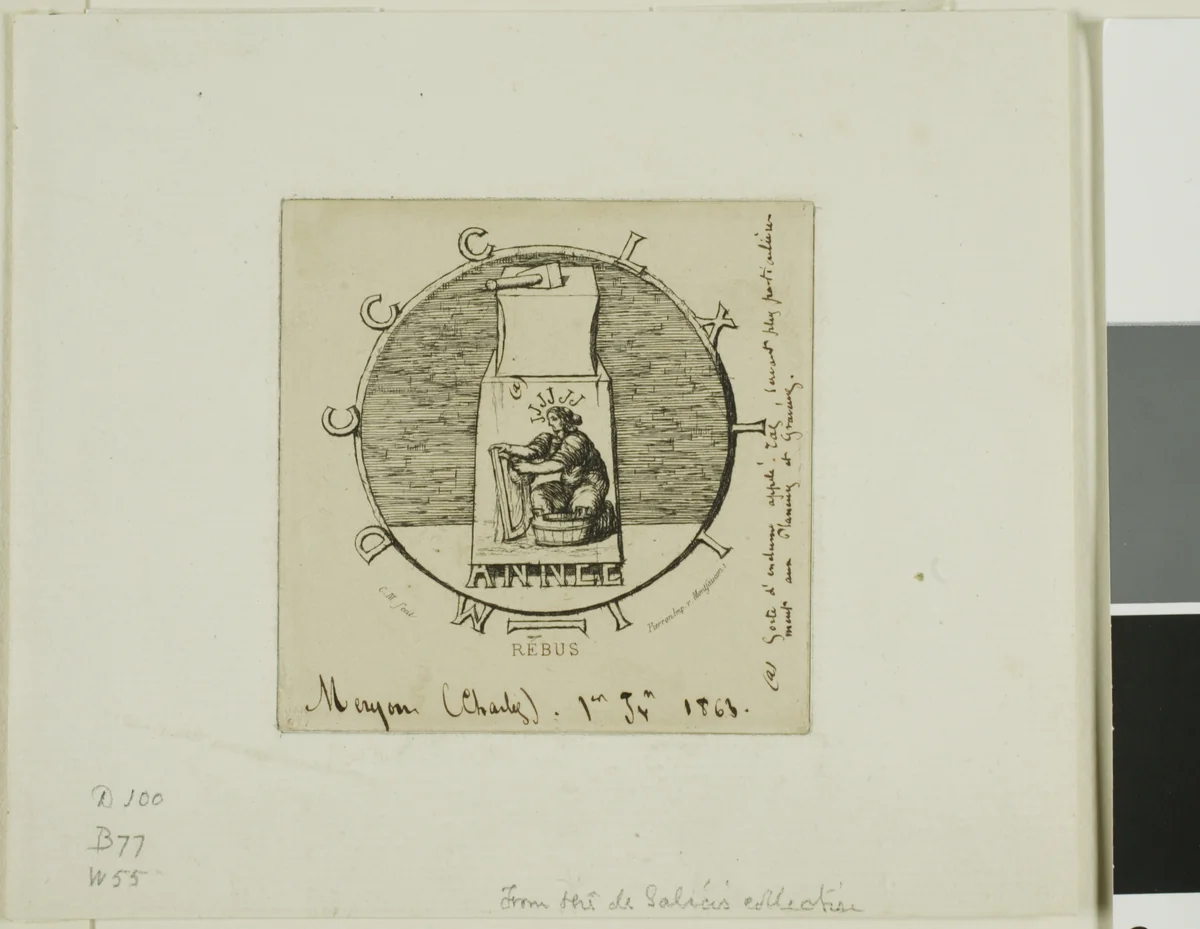 Rebus: Here Lies the Ancient Vendetta by Charles Meryon, print, 1863