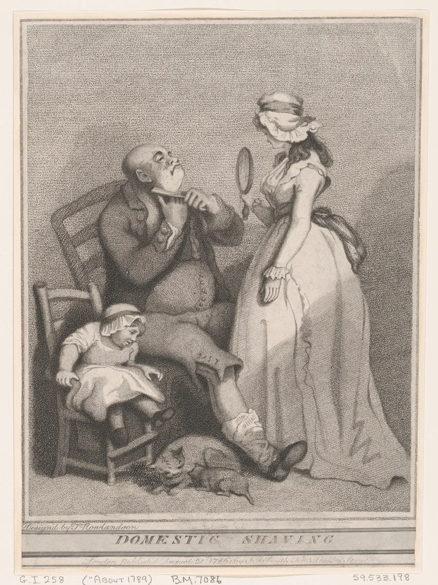 Domestic Shaving by Thomas Rowlandson, print, 1786