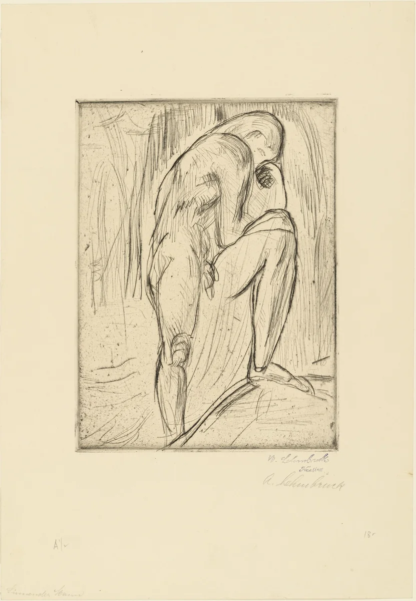 Contemplative Man (Sinnender Mann) by Wilhelm Lehmbruck, print, 1914