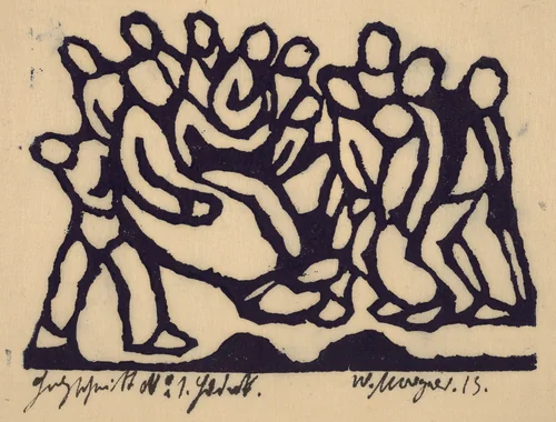 Christ before the High Council by Wilhelm Morgner, print, 1913