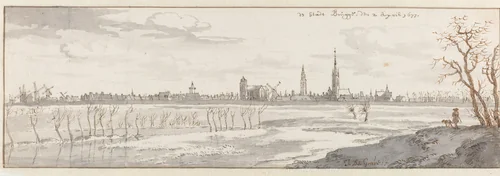 View of Bruges by Josua de Grave, drawing, 1677