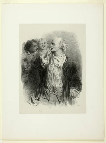 A Gentleman and Two Companions by Celestin Nanteuil, print, 1833-1873