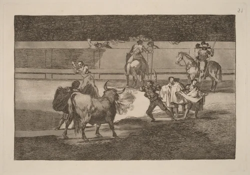 Banderillas de fuego (Banderillas with Firecrackers) by Francisco Goya, portfolio, 1816