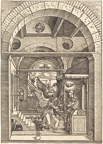 The Annunciation by Albrecht Dürer, print, 1502-1504