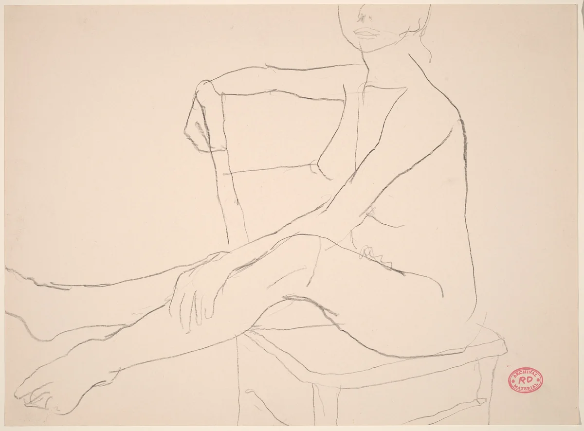 Untitled [seated female nude turned sideways in chair] by Richard Diebenkorn, drawing, 1955-1967