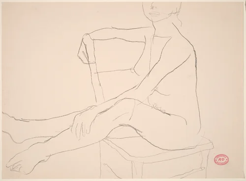 Untitled [seated female nude turned sideways in chair] by Richard Diebenkorn, drawing, 1955-1967
