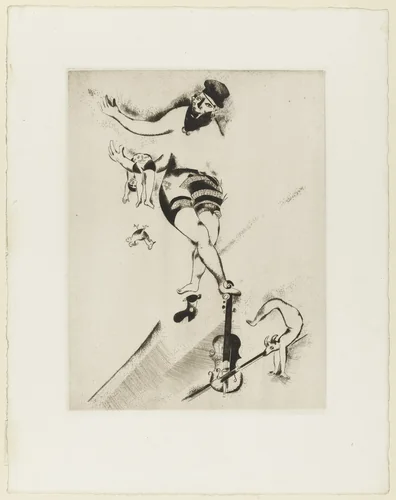 Acrobat with Violin by Marc Chagall, print, 1924