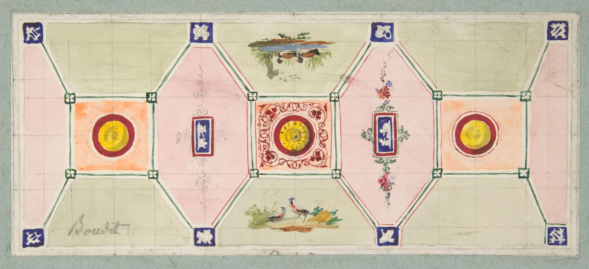 Design for the painted decoration of a baker's shop by Jules-Edmond-Charles Lachaise, drawing, 1850-1900