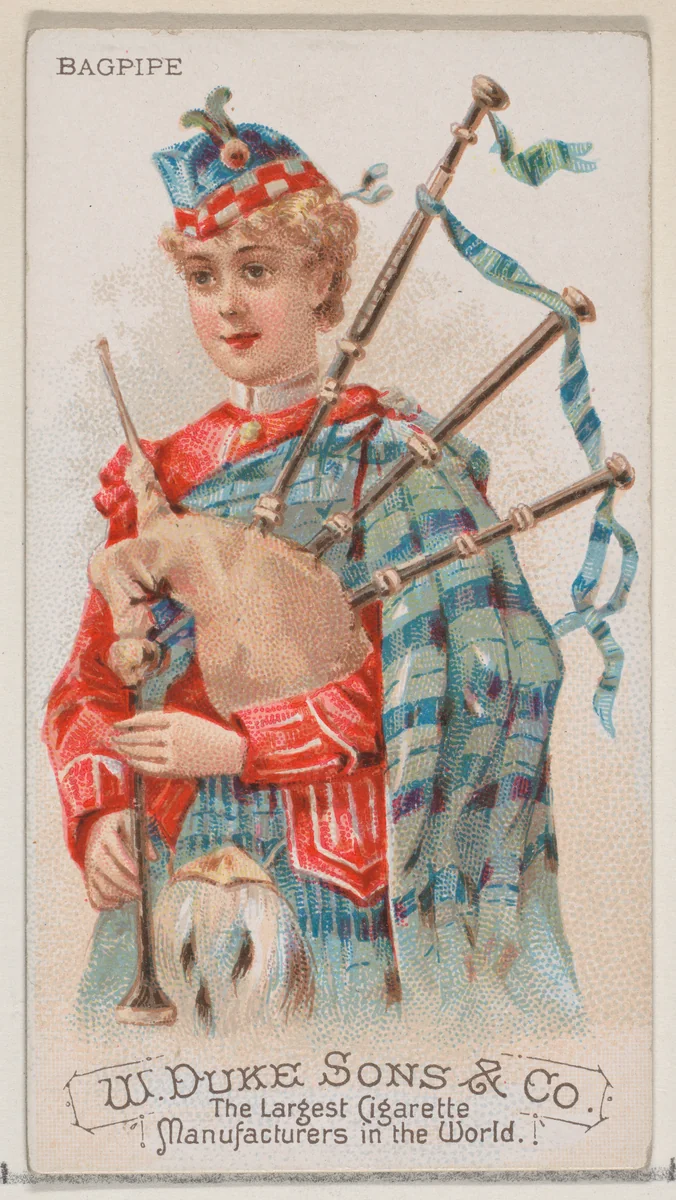 Bagpipe, from the Musical Instruments series (N82) for Duke brand cigarettes by W. Duke, Sons & Co., print, 1888