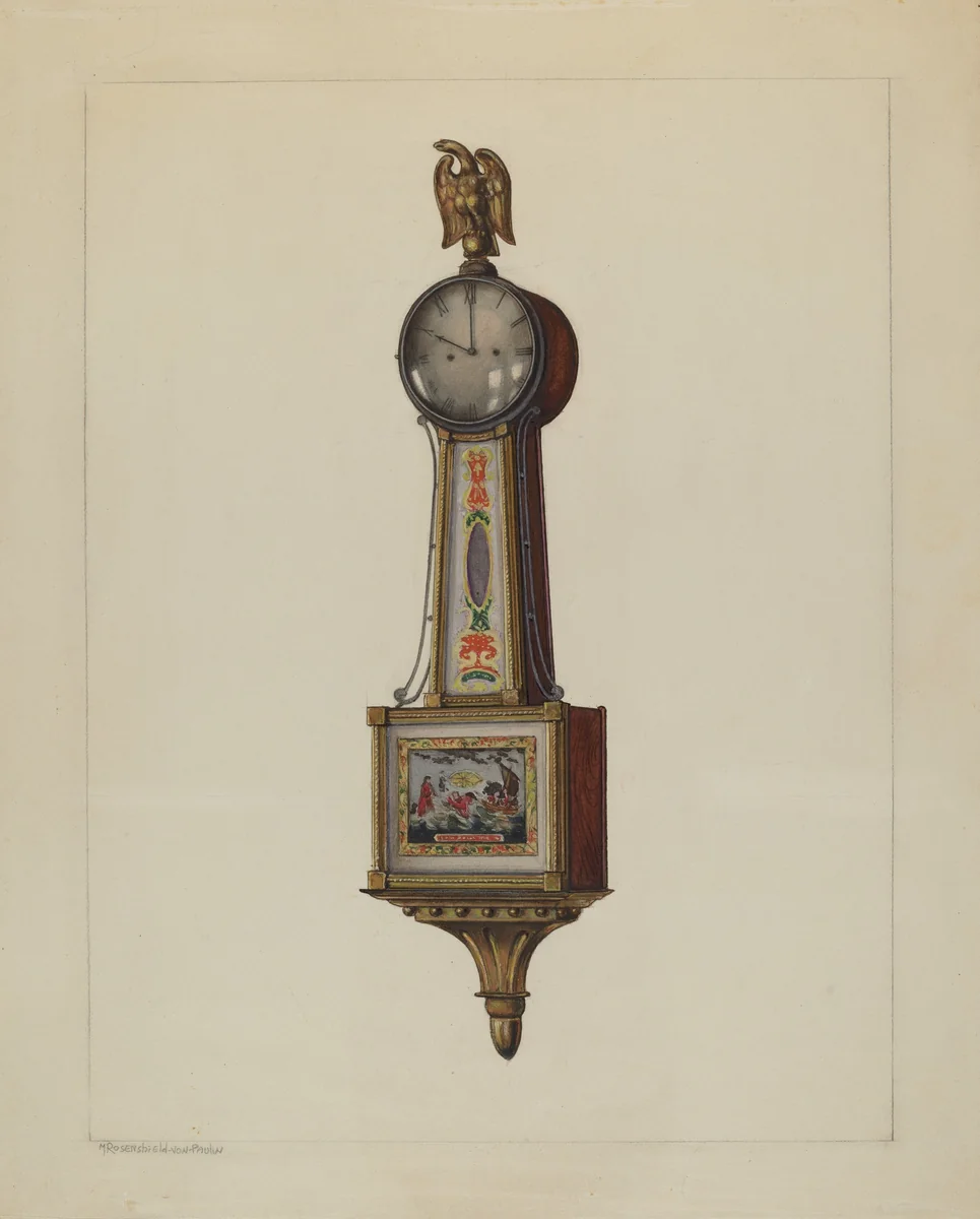 Banjo Clock by M. Rosenshield-von-Paulin, index of american design, 1937