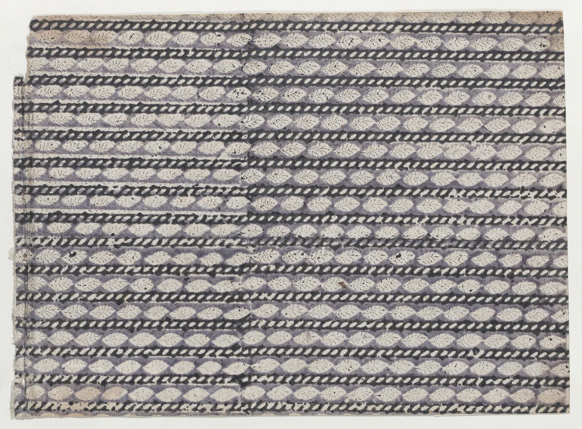 Sheet with gray and black abstract pattern by anonymous, print, 1800-1900
