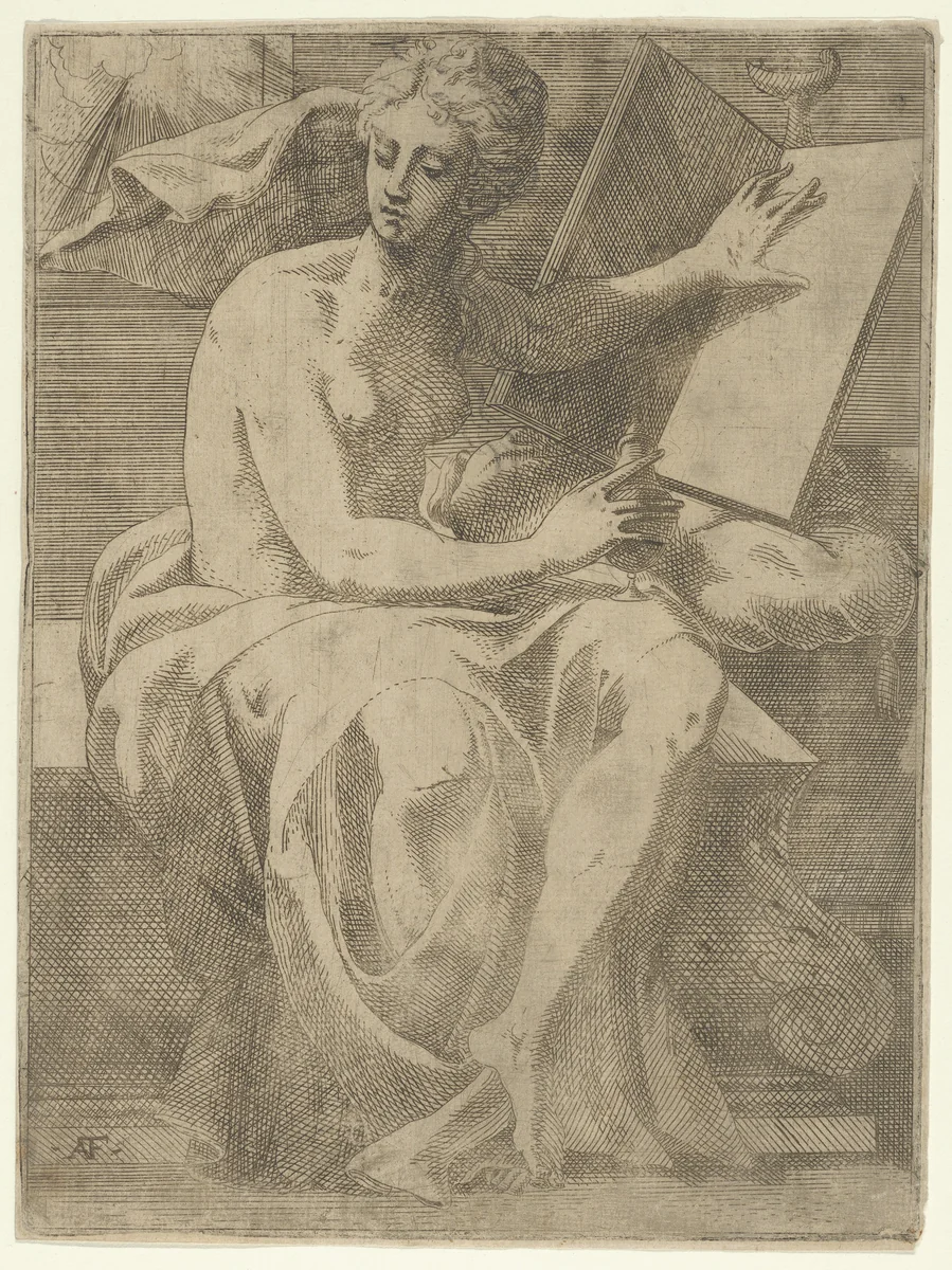 A Sibyl by Antonio Fantuzzi, print, 1540-1545