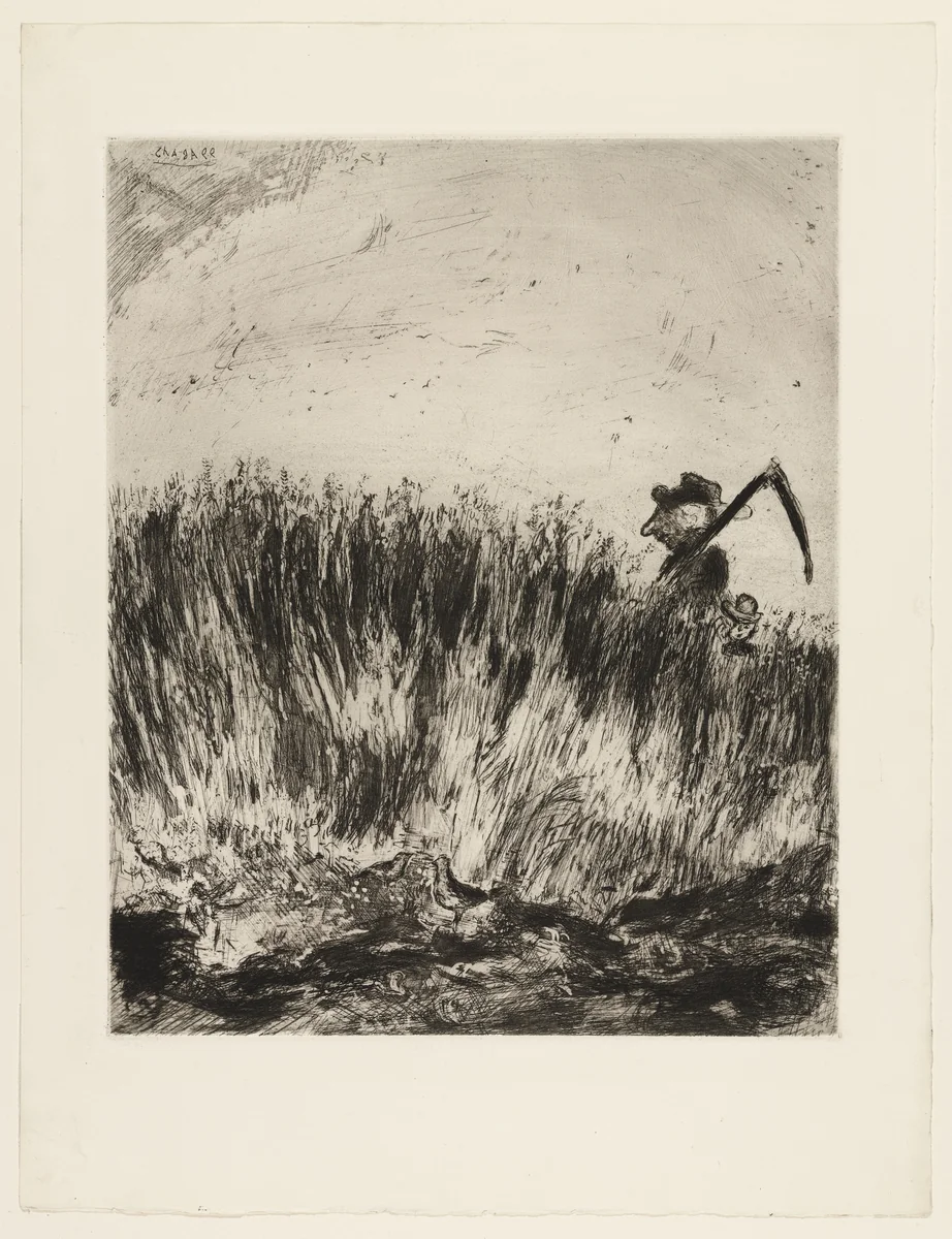 The Lark and the Farmer by Marc Chagall, print, 1927
