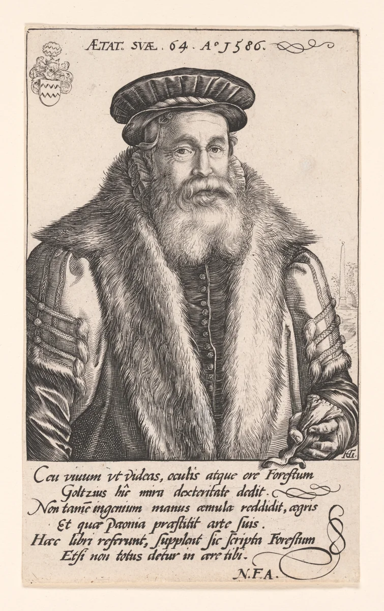Pieter van Foreest (Petrus Forestus) by Hendrick Goltzius, print, 1586