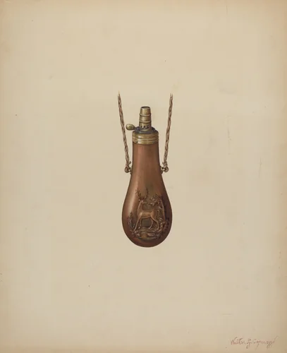 Powder Flask by Walter G. Capuozzo, index of american design, 1938