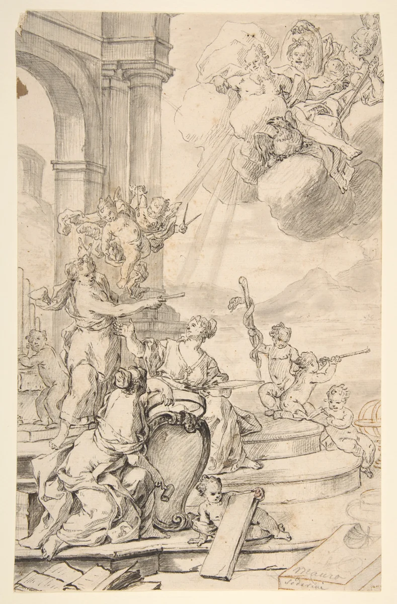 Drawing for a Frontispiece by Mauro Soderini, drawing, 1704-1739