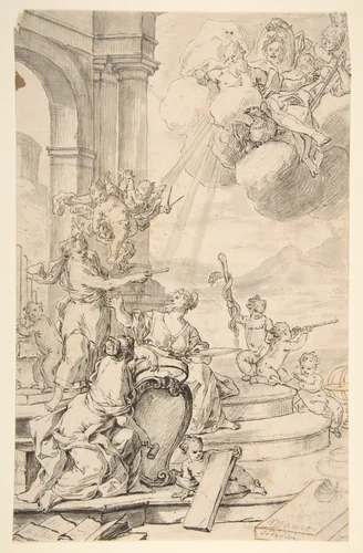 Drawing for a Frontispiece by Mauro Soderini, drawing, 1704-1739