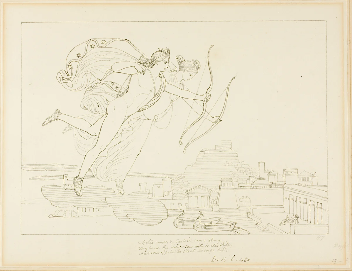 Apollo and Diana by John Flaxman, drawing, 1775-1826