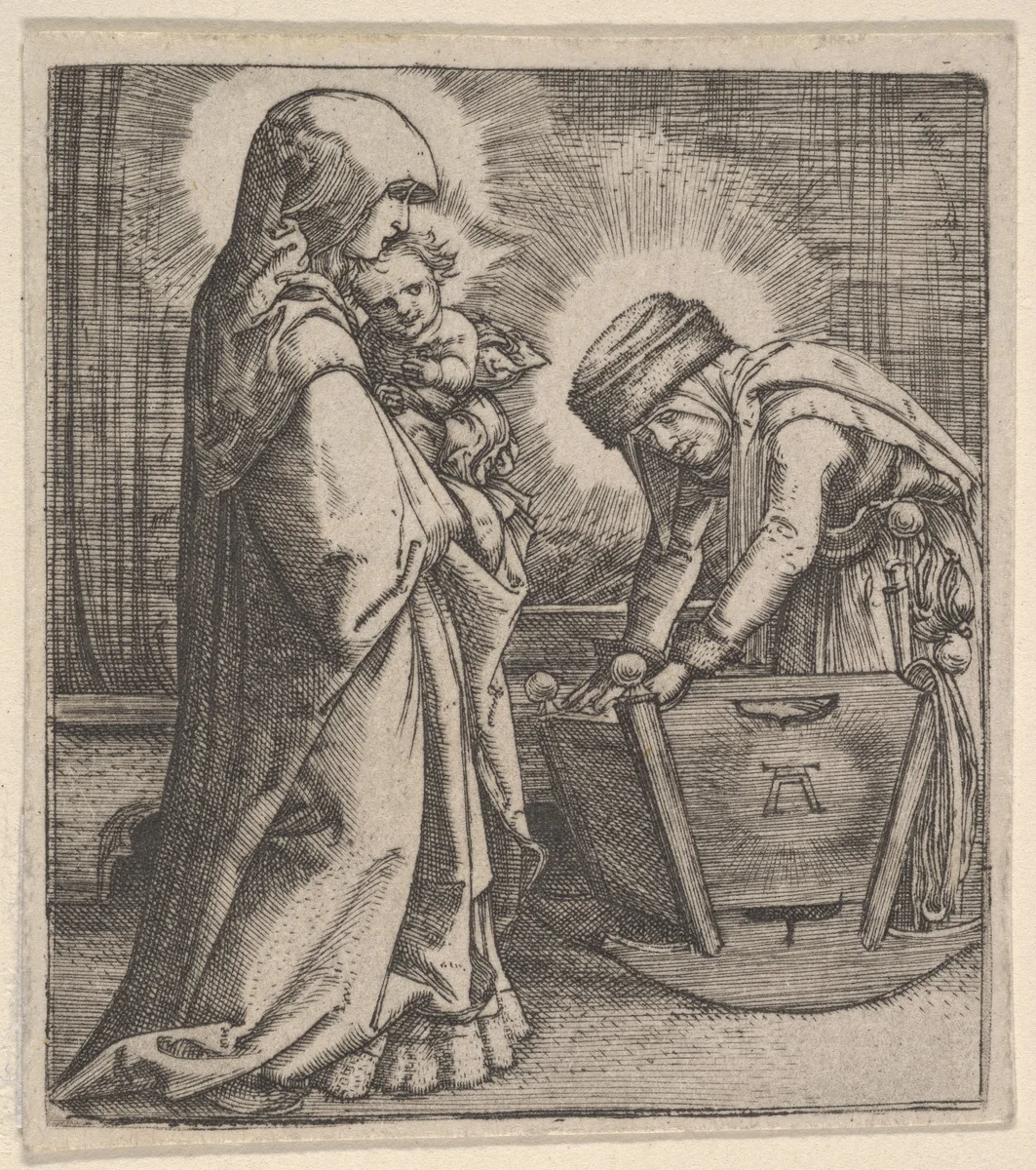 Copy of The Virgin and Child with Saint Anne at the Cradle by Albrecht Altdorfer, print, 1500-1650