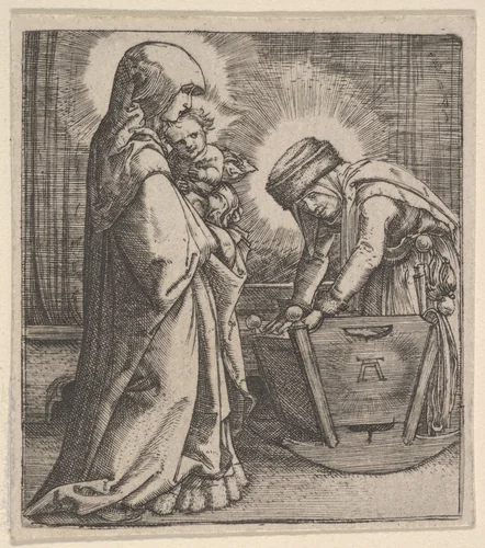 Copy of The Virgin and Child with Saint Anne at the Cradle by Albrecht Altdorfer, print, 1500-1650