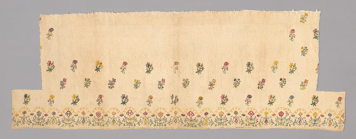 Fragments from a Bedcover made of Petticoat Borders by France, textile, 1775-1800