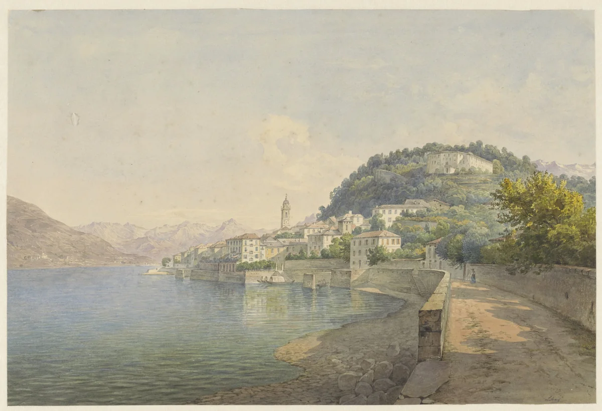 Bellagio aan het Comomeer by Karoly Lajos Libay, drawing, 1824-1888