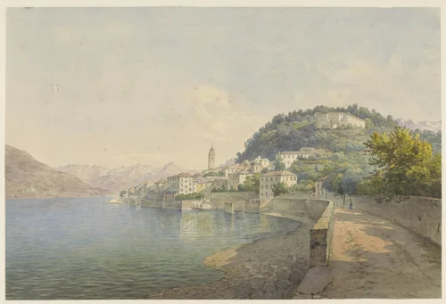 Bellagio aan het Comomeer by Karoly Lajos Libay, drawing, 1824-1888