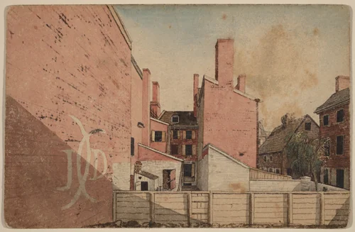 A View from an East Window in the Old Sugar House, No.3 Norris' Alley, Philadelphia by American 19th Century, drawing, 1811