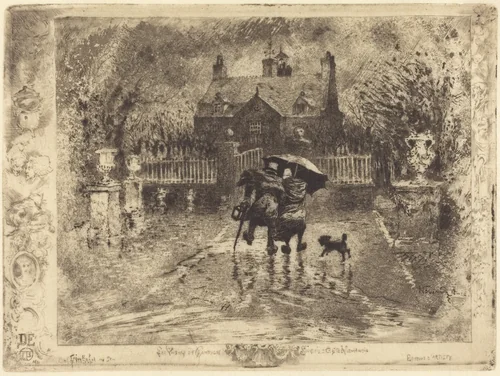 Les Voisins de Campagne (Country Neighbors) by Félix-Hilaire Buhot, print, 1879-1880