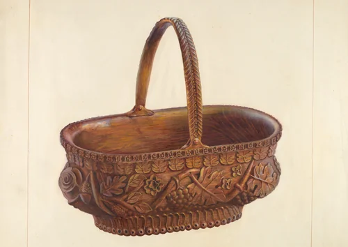 Carved Wooden Basket by Regina Henderer, index of american design, 1938