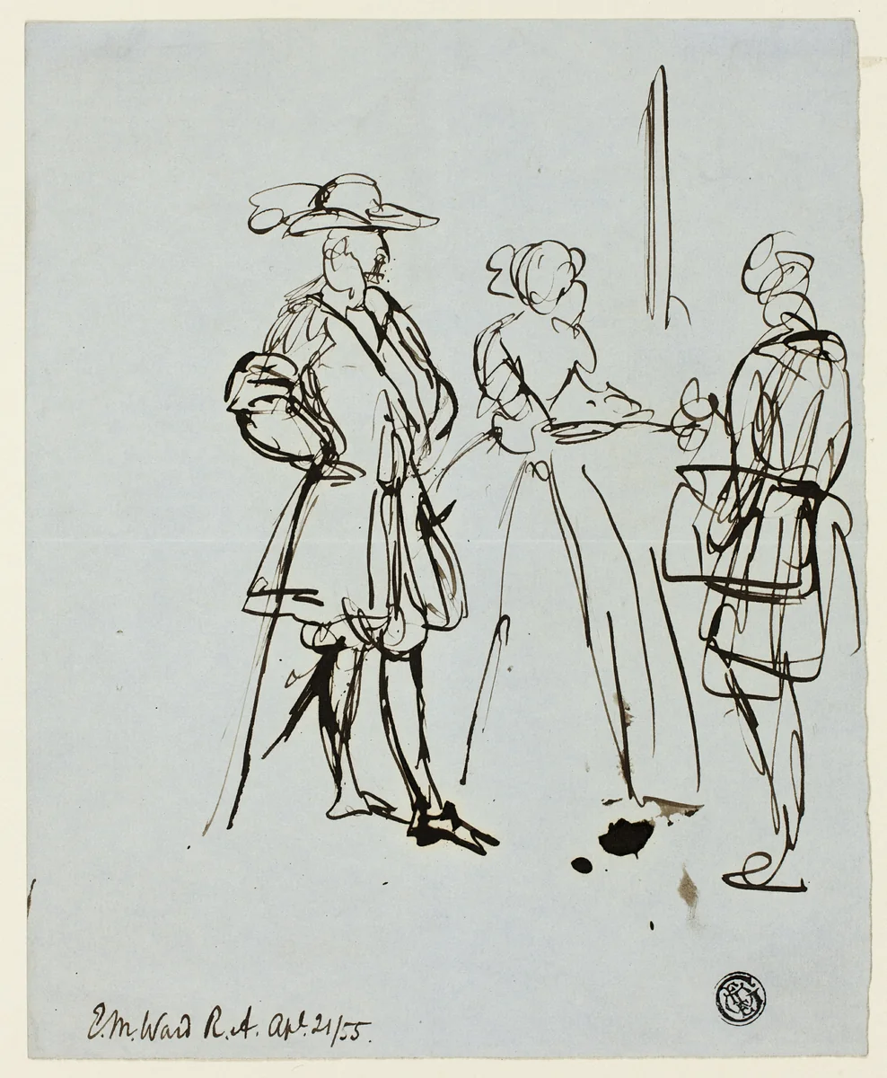 Three Figures by Edward Matthew Ward, drawing, 1855-1879