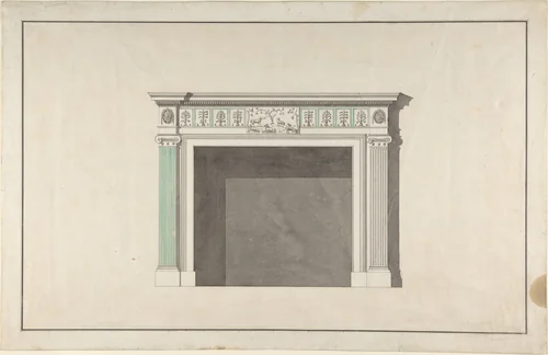 Design for a fireplace by Robert Adam, drawing, 1750-1792