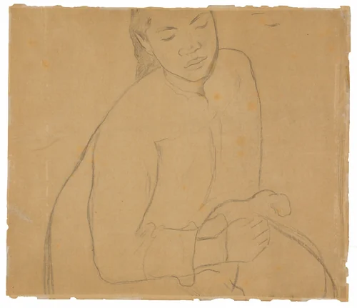 Seated Tahitian Woman (related to the painting Te faaturuma [Reverie]) by Paul Gauguin, drawing, 1891-1893